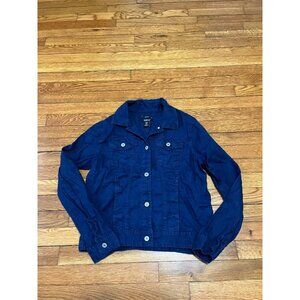 Jones New York 100% Linen Jacket Women's Size Medium Blue Button Front